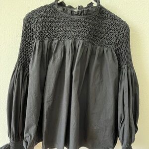 Maeve Black Puff Sleev Blouse